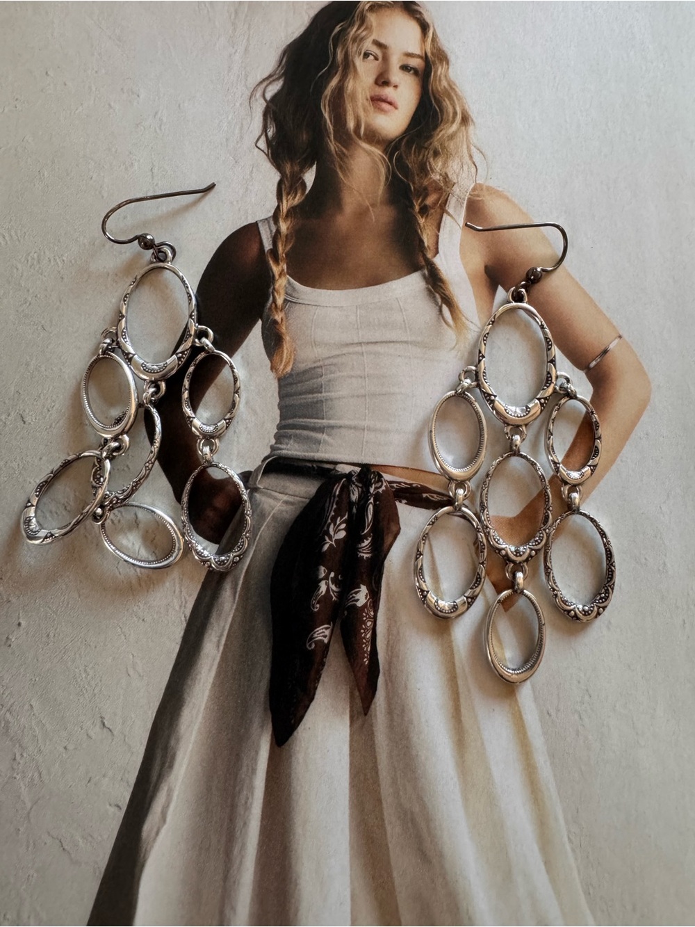 Silver Multi-Hoop Dangle Earrings - Women Accessories - Picture 2 of 2